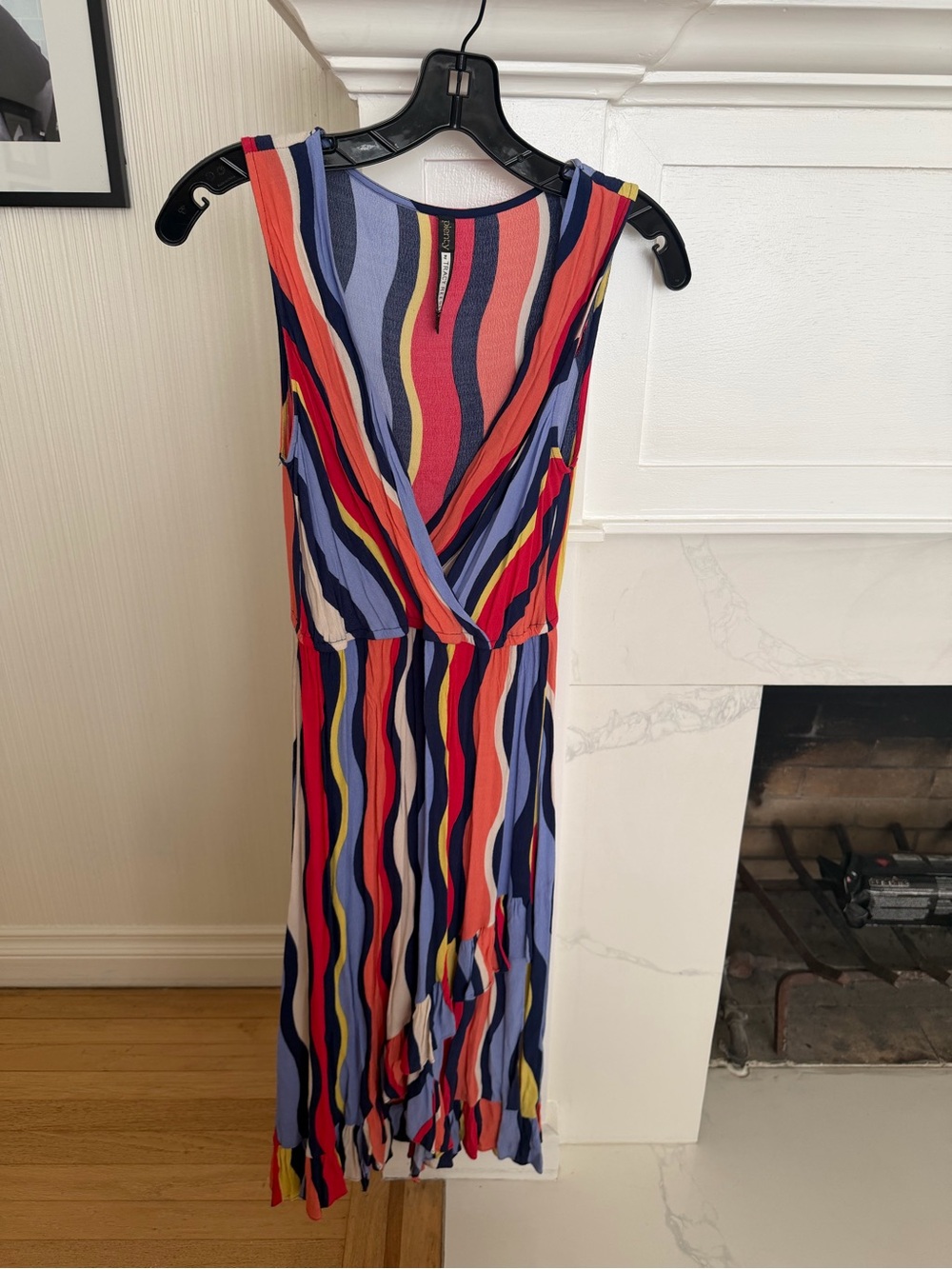 Tracy Reese Multicolor Wavy Stripe Sleeveless Midi Dress